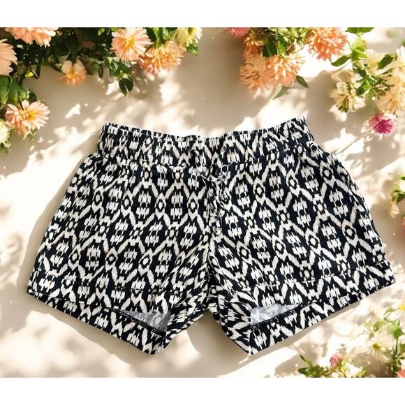 Old Navy Mid-Rise Linen Blend Shorts Sz XS Neutral Ikat 4" Inseam Draw String - Picture 1 of 6